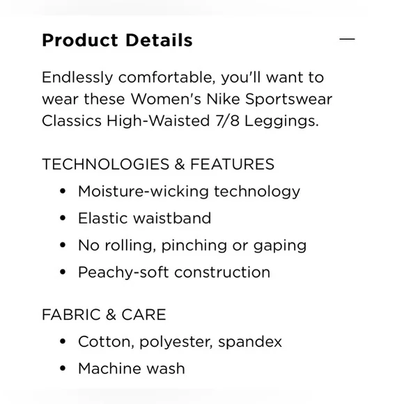 NWT Nike Classic High-Waisted 7/8 Black Cotton Leggings Large L - Picture 3 of 12